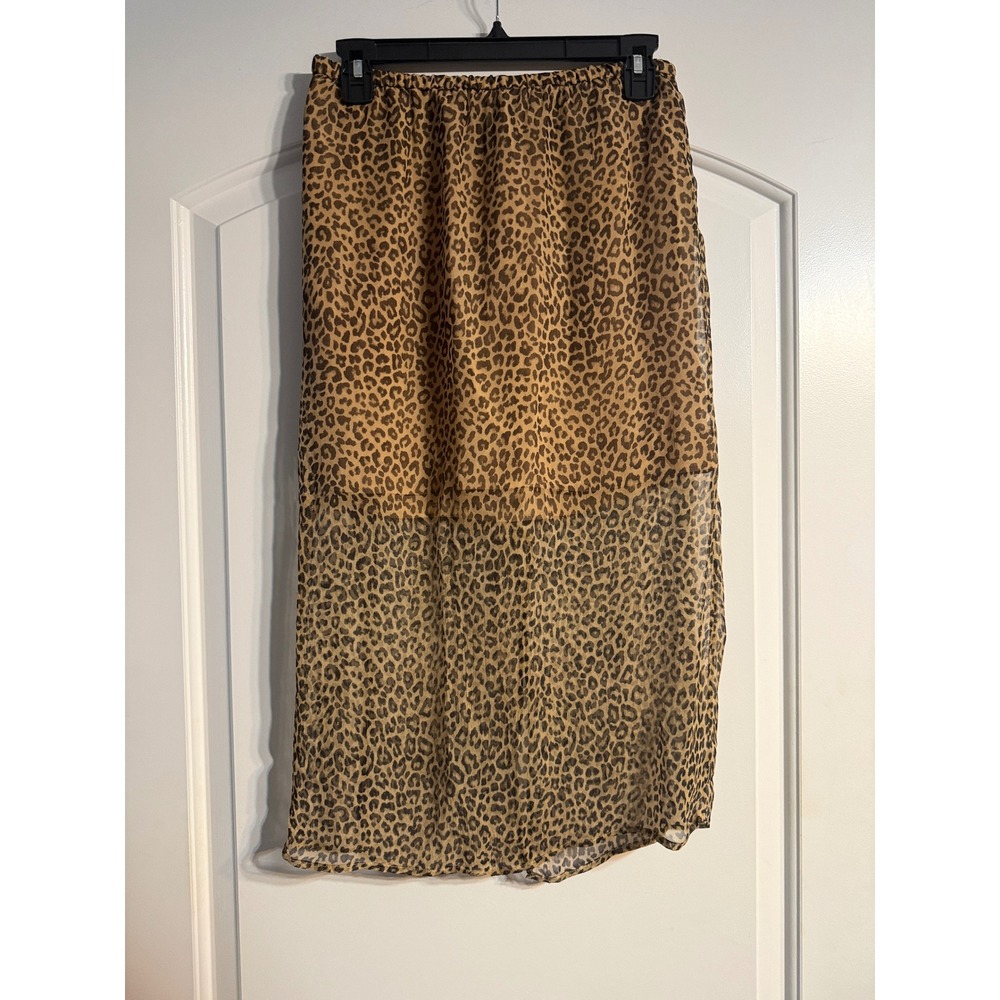 J.Crew Leopard Print Midi Skirt XXS Brown Animal Print Cupro Chic Mob Wife Sheer
